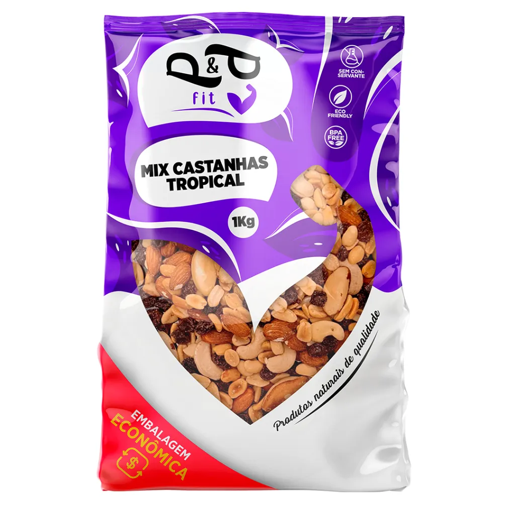 Mix Tropical Nuts Castanha, Nozes, Amndoa, Amendoim, Uva Passa, Gojiberry 1kg - P&Amp;P